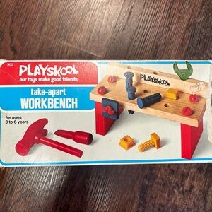Vintage Playskool 300 Take-Apart Wooden Workbench - Mid-Century Retro Toy